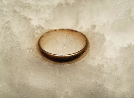 lost ring in snow